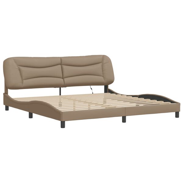 vidaXL Bettgestell mit LED ohne Matratze "Hvar" Cappuccino-Braun 200x200 cm