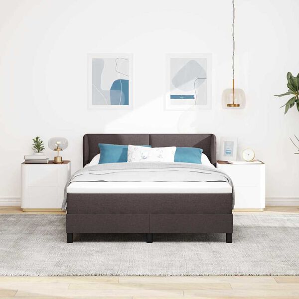 vidaXL Boxspringbett mit Matratze Dunkelbraun 160 x 200 cm Stoff