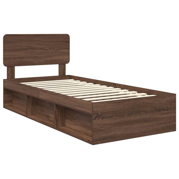 vidaXL Bettrahmen Braun Eichen-Optik 100 x 200 cm Massives Kiefernholz