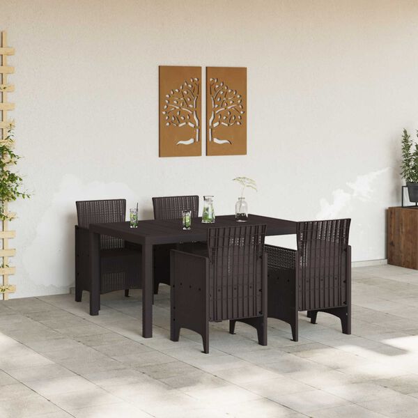vidaXL Garten Essgruppe 5 pcs Braun Polt Rattan