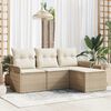 vidaXL Garten-Sofa-Set mit Kissen mit Speicher 4 pcs Beige Poly Rattan