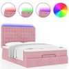 vidaXL Ottoman-Bett mit Matratzen & LEDs Rosa 140x200 cm Samt