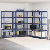 vidaXL Lagerregale mit 5 B&ouml;den 4 Stk. Blau Stahl & Holzwerkstoff