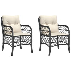 vidaXL Gartenst&uuml;hle mit Kissen 2 Stk. Schwarz Poly Rattan