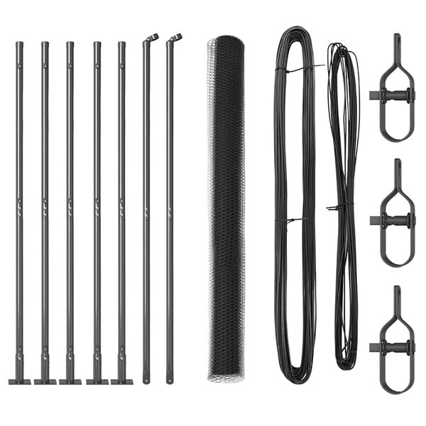 vidaXL Zaun mit Pfosten Grau 1,6 x 10 m PVC-beschichteter Stahl