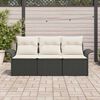 vidaXL Garten-Sofa-Set mit Kissen 3 pcs Schwarz Poly Rattan