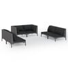 vidaXL 6-tlg. Garten-Lounge-Set mit Kissen Poly Rattan Dunkelgrau