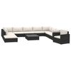 vidaXL 11-tlg. Garten-Lounge-Set mit Auflagen Poly Rattan Schwarz