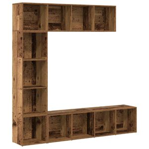 vidaXL B&uuml;cherschr&auml;nke 3 St&uuml;ck Altholz Holzwerkstoffe