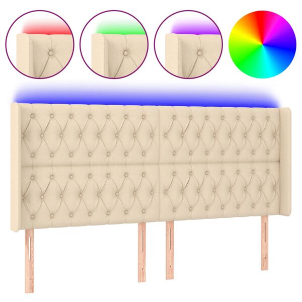vidaXL LED Kopfteil Creme 183x16x118/128 cm Stoff