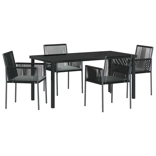vidaXL Garten Essgruppe 5 pcs Schwarz PE-Rattan