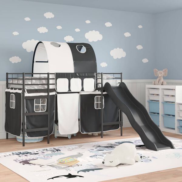 vidaXL Kinder-Etagenbett Schwarz 74,5 x 190 cm Metall
