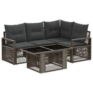 vidaXL Gartensofa-set 5 stk. Grau und Dunkelgrau Poly-Rattan