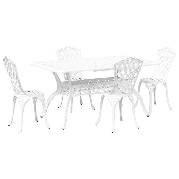 vidaXL Garten Essgruppe 5 pcs Wei&szlig; Aluminium