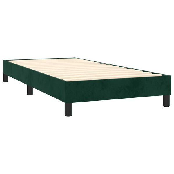 vidaXL Boxspringbett mit Matratze Dunkelgr&uuml;n 90x200 cm Samt