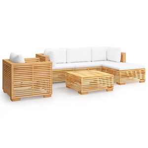 vidaXL 6-tlg. Garten-Lounge-Set mit Kissen Massivholz Teak