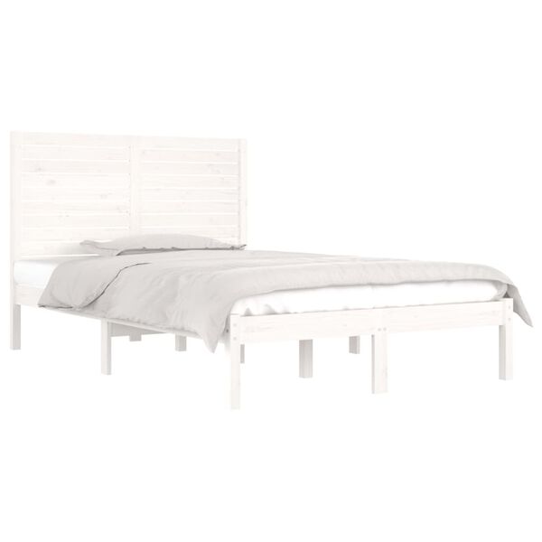 vidaXL Massivholzbett Wei&szlig; 135x190 cm