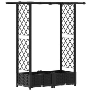 vidaXL Hochbeet mit Rankgitter und Dach Schwarz 122,5 x 40 x 121 cm PP