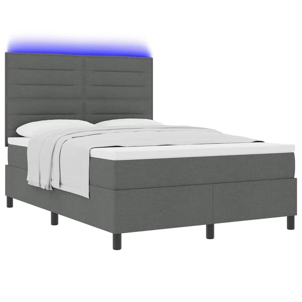 vidaXL Boxspringbett mit Matratze Dunkelgrau 140 x 200 cm Stoff