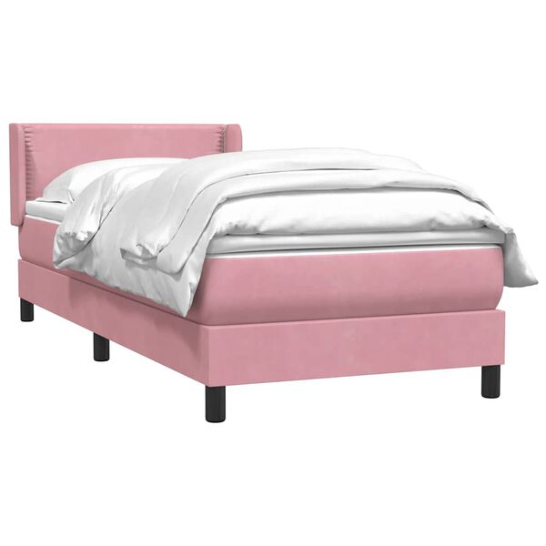vidaXL Boxspringbett mit Matratze Rosa 80x220 cm Samt