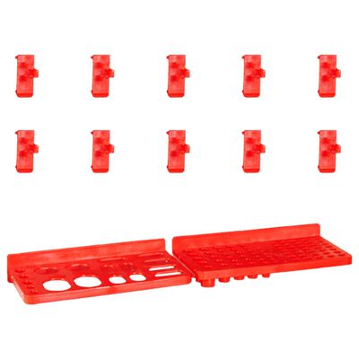 vidaXL 29-tlg. Sichtlagerkasten-Set mit Wandhalterung Rot und Schwarz