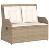 vidaXL Gartenbank Verstellbar mit Kissen Beige Poly Rattan