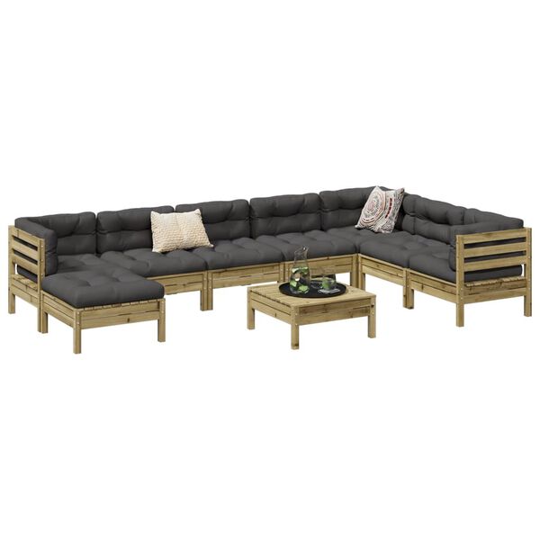 vidaXL 9-tlg. Garten-Sofagarnitur mit Kissen Kiefernholz Impr&auml;gniert