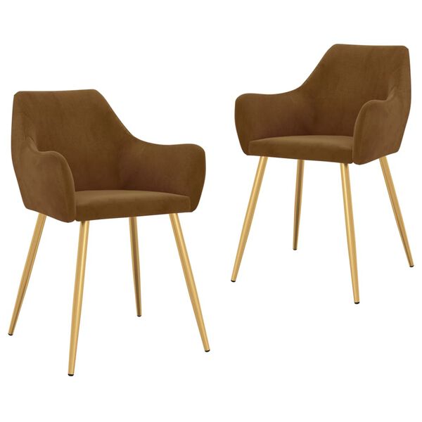 vidaXL Esszimmerst&uuml;hle 2 Stk. Braun Samt