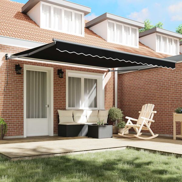 vidaXL Einziehbare Markise Schwarz 400 x 300 cm