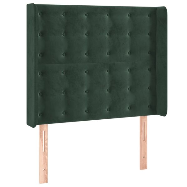 vidaXL Kopfteil mit Ohren Dunkelgr&uuml;n 93x16x118/128 cm Samt