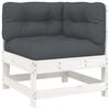 vidaXL 5-tlg. Garten-Lounge-Set mit Kissen Wei&szlig; Massivholz