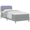 vidaXL LED Boxspringbett mit Matratze Hellgrau 90 x 190 cm Stoff