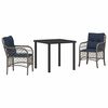 vidaXL Garten Essgruppe 3 Stk. Grau und Schwarz Rattan