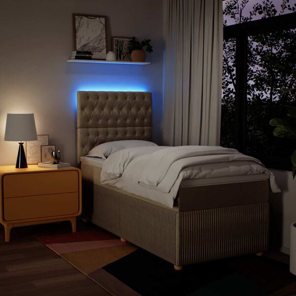 vidaXL Boxspringbett mit Matratze Creme 90x200 cm Stoff