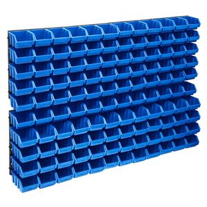 vidaXL 128-tlg. Beh&auml;lter-Set f&uuml;r Kleinteile mit Wandplatten Blau