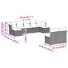 vidaXL 9-tlg. Garten-Sofagarnitur mit Kissen Hellgrau Poly Rattan