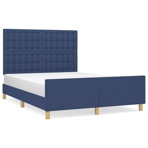 vidaXL Bettgestell ohne Matratze Blau 140x190 cm Stoff