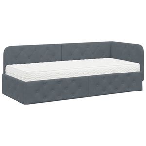 vidaXL Eckbettgestell mit Matratze Dunkelgrau 80 x 200 cm Samt