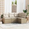 vidaXL Sofa Set mit Kissen Beige Poly Rattan