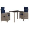 vidaXL Outdoortisch-Set 3 pcs Poly-Rattan