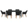 vidaXL Garten Essgruppe mit Kissen 7 pcs Schwarz Poly-Rattan