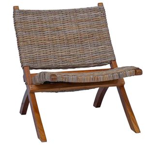 vidaXL Relaxstuhl Natur Kubu-Rattan und Massivholz Mahagoni