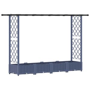 vidaXL Hochbeet mit Rankgitter und Dach Grau 203 x 40 x 121 cm PP