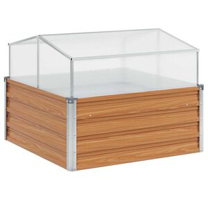 vidaXL Gartenpflanzer mit Gew&auml;chshaus Hellbraun 100 x 100 x 77 cm