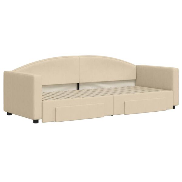 vidaXL Tagesbett Ausziehbar mit Schubladen Creme 80x200 cm Stoff