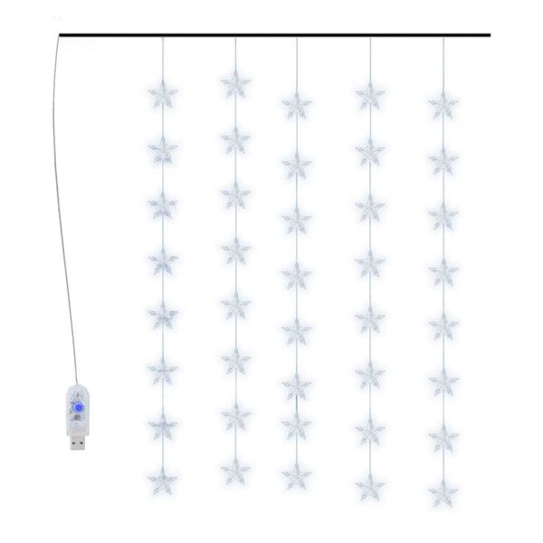 vidaXL LED Sternenvorhang Lichterkette 200 LED Kaltwei&szlig; 8 Funktionen