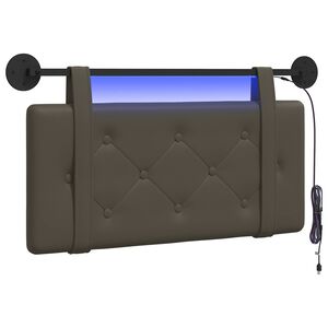 vidaXL H&auml;ngendes Kopfteil Mit LED Licht Grau Kunstleder