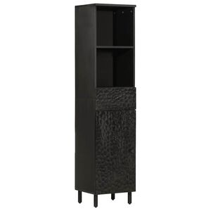 vidaXL Badschrank Schwarz 38x33x160 cm Massivholz Mango