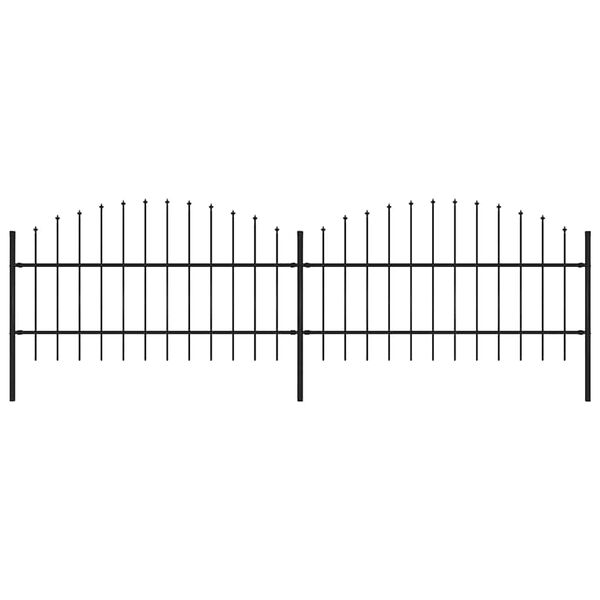 vidaXL Gartenzaun mit Speerspitze Stahl 359 x 100 cm Schwarz