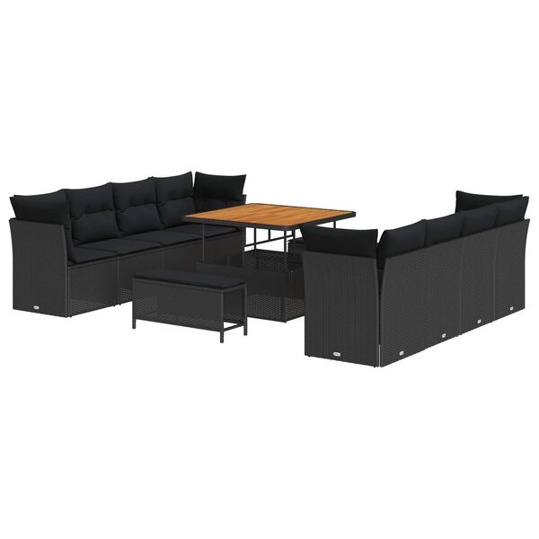vidaXL Gartensofa-set 11 pcs Schwarz Poly-Rattan